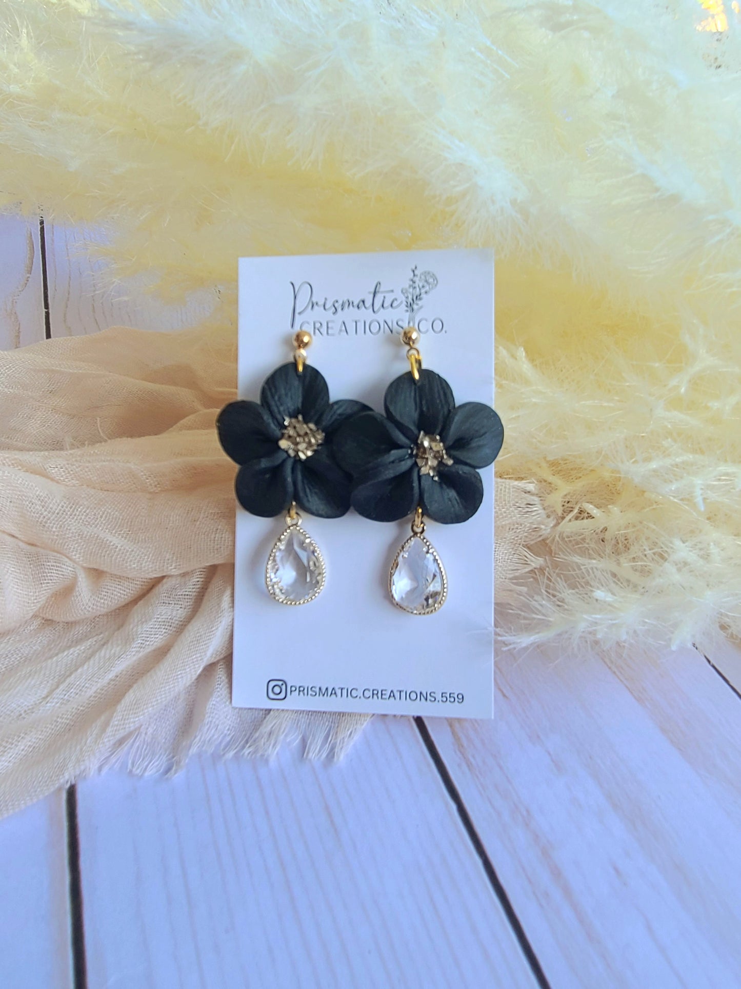 Black Floral Earrings